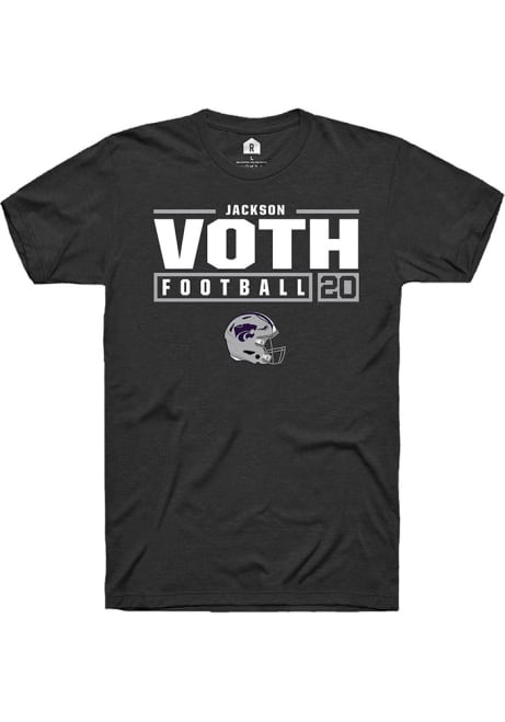 Jackson Voth Black K-State Wildcats NIL Stacked Box Short Sleeve T Shirt