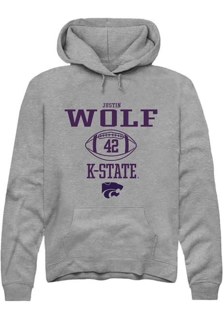 Justin Wolf Rally Mens Graphite K-State Wildcats NIL Sport Icon Hooded Sweatshirt