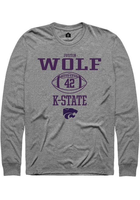 Justin Wolf Rally Mens Graphite K-State Wildcats NIL Sport Icon Tee