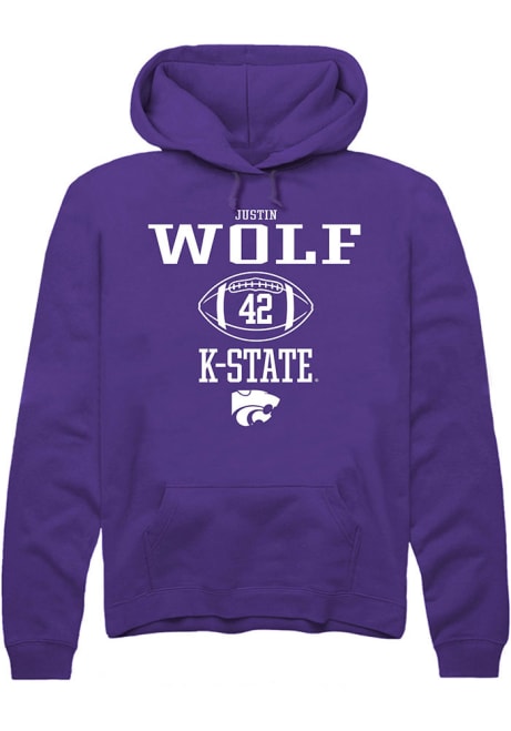 Justin Wolf Rally Mens Purple K-State Wildcats NIL Sport Icon Hooded Sweatshirt