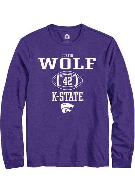 Justin Wolf Rally Mens Purple K-State Wildcats NIL Sport Icon Tee