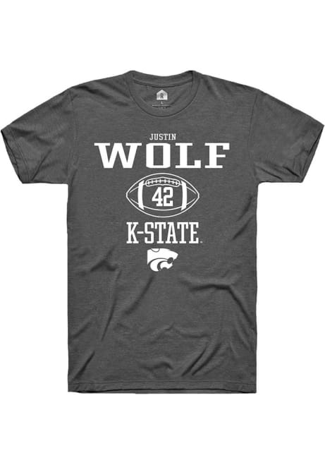 Justin Wolf Dark Grey K-State Wildcats NIL Sport Icon Short Sleeve T Shirt