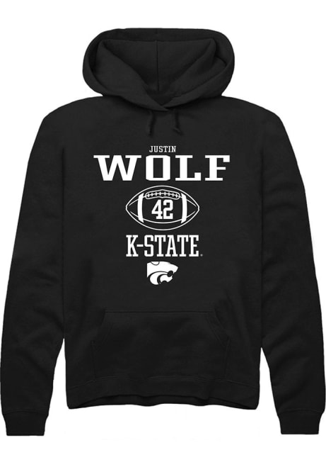 Justin Wolf Rally Mens Black K-State Wildcats NIL Sport Icon Hooded Sweatshirt