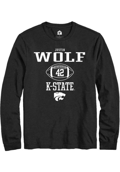 Justin Wolf Rally Mens Black K-State Wildcats NIL Sport Icon Tee