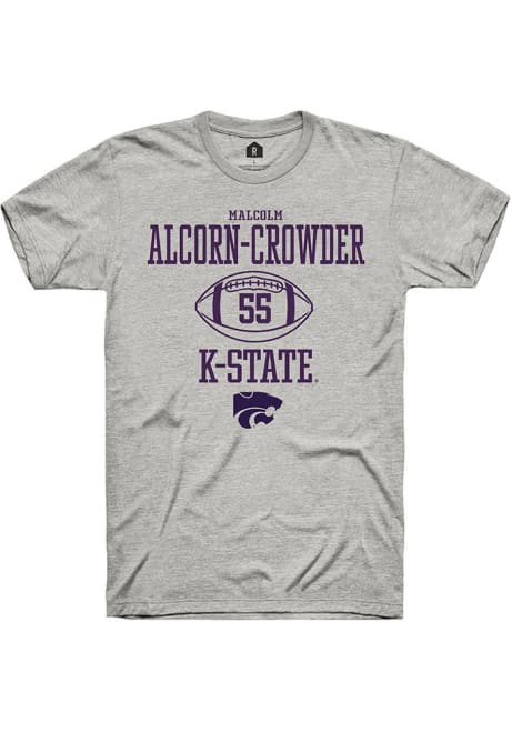 Malcolm Alcorn-Crowder Ash K-State Wildcats NIL Sport Icon Short Sleeve T Shirt