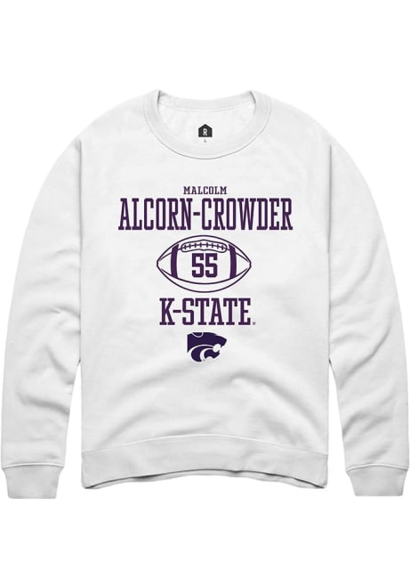 Malcolm Alcorn-Crowder Rally Mens White K-State Wildcats NIL Sport Icon Crew Sweatshirt