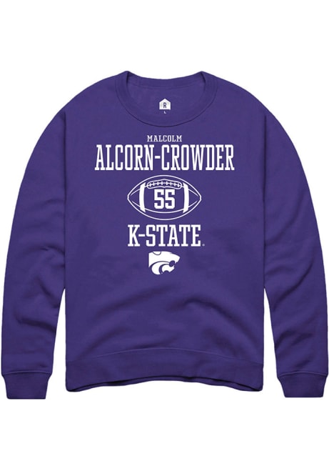 Malcolm Alcorn-Crowder Rally Mens Purple K-State Wildcats NIL Sport Icon Crew Sweatshirt