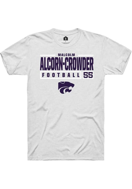 Malcolm Alcorn-Crowder White K-State Wildcats NIL Stacked Box Short Sleeve T Shirt