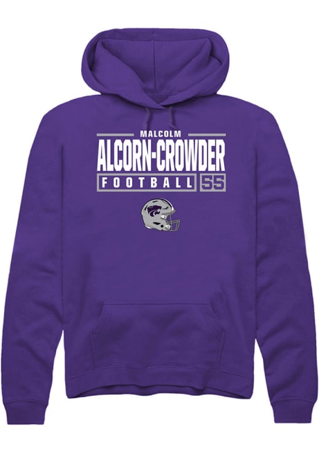 Malcolm Alcorn-Crowder Rally Mens Purple K-State Wildcats NIL Stacked Box Hooded Sweatshirt