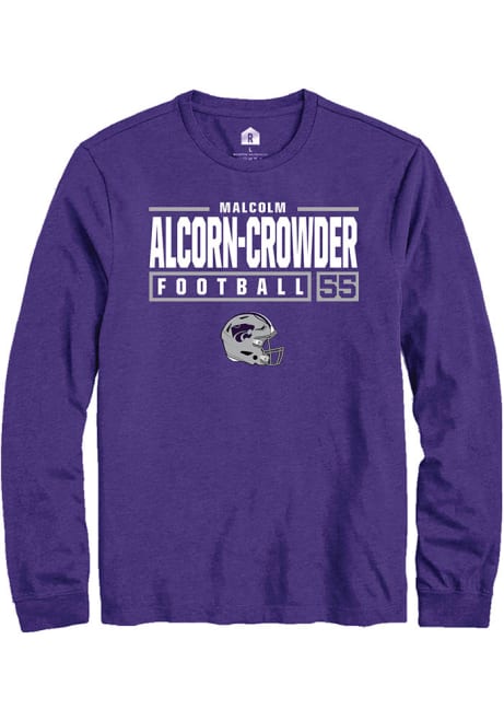 Malcolm Alcorn-Crowder Rally Mens Purple K-State Wildcats NIL Stacked Box Tee