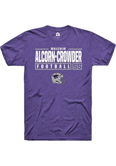 Malcolm Alcorn-Crowder Purple K-State Wildcats NIL Stacked Box Short Sleeve T Shirt
