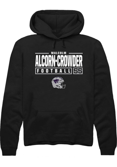 Malcolm Alcorn-Crowder Rally Mens Black K-State Wildcats NIL Stacked Box Hooded Sweatshirt