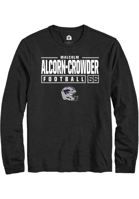 Malcolm Alcorn-Crowder Rally Mens Black K-State Wildcats NIL Stacked Box Tee