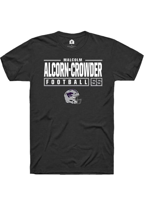 Malcolm Alcorn-Crowder Black K-State Wildcats NIL Stacked Box Short Sleeve T Shirt