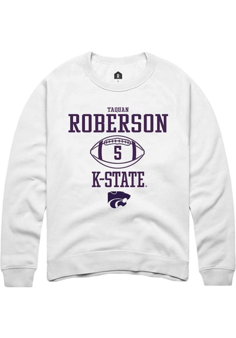 Ta'Quan Roberson Rally Mens White K-State Wildcats NIL Sport Icon Crew Sweatshirt