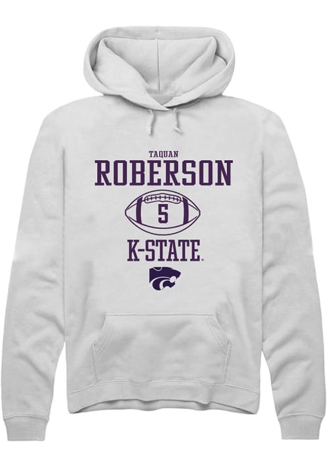 Ta'Quan Roberson Rally Mens White K-State Wildcats NIL Sport Icon Hooded Sweatshirt