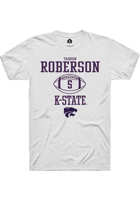 Ta'Quan Roberson White K-State Wildcats NIL Sport Icon Short Sleeve T Shirt