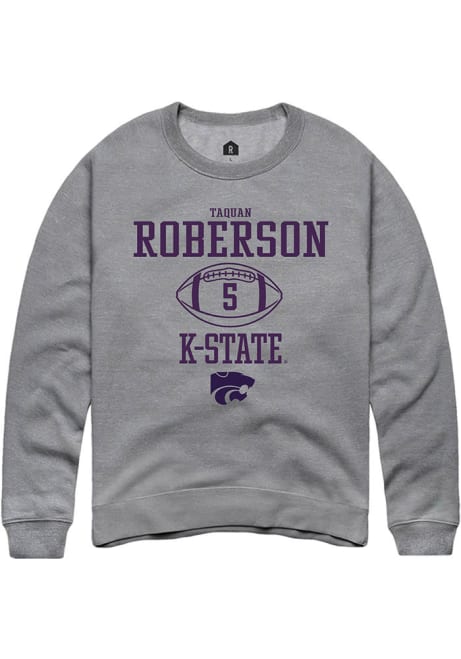 Ta'Quan Roberson Rally Mens Graphite K-State Wildcats NIL Sport Icon Crew Sweatshirt