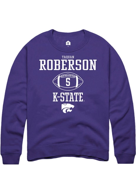 Ta'Quan Roberson Rally Mens Purple K-State Wildcats NIL Sport Icon Crew Sweatshirt