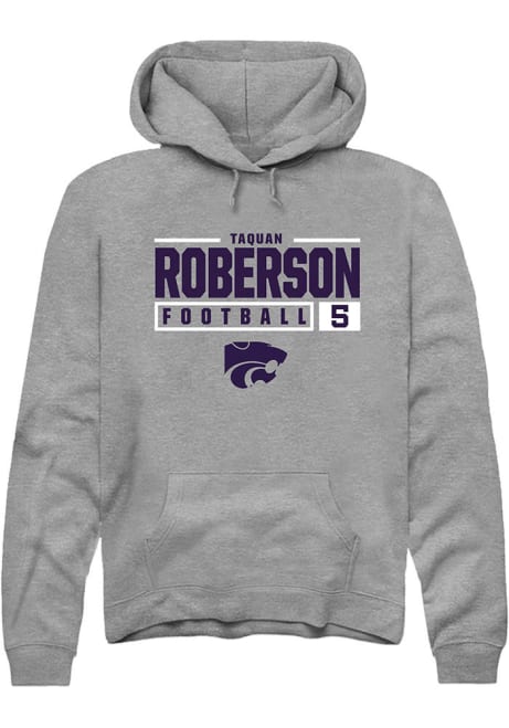 Ta'Quan Roberson Rally Mens Graphite K-State Wildcats NIL Stacked Box Hooded Sweatshirt