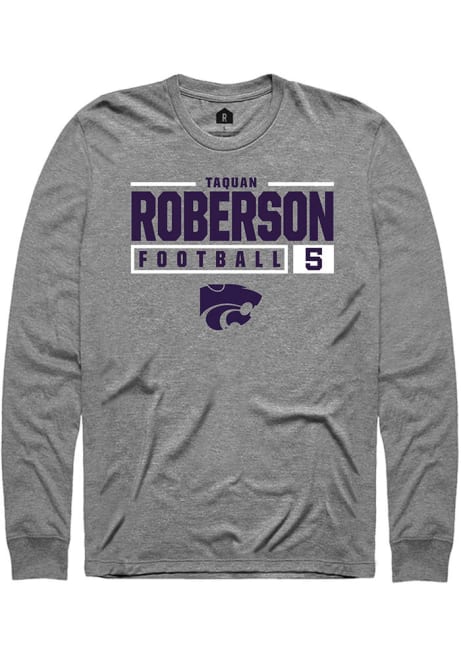 Ta'Quan Roberson Rally Mens Graphite K-State Wildcats NIL Stacked Box Tee