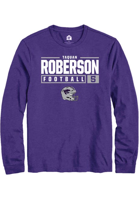 Ta'Quan Roberson Rally Mens Purple K-State Wildcats NIL Stacked Box Tee