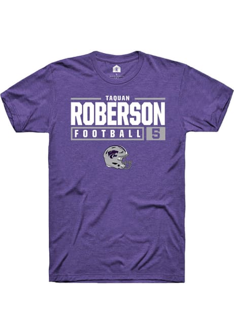 Ta'Quan Roberson Purple K-State Wildcats NIL Stacked Box Short Sleeve T Shirt