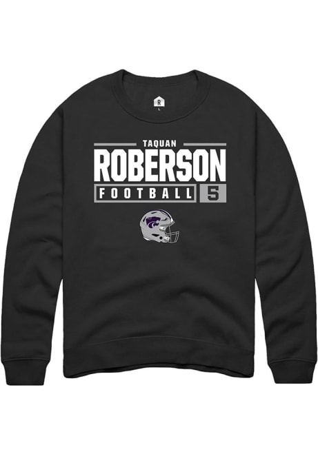 Ta'Quan Roberson Rally Mens Black K-State Wildcats NIL Stacked Box Crew Sweatshirt