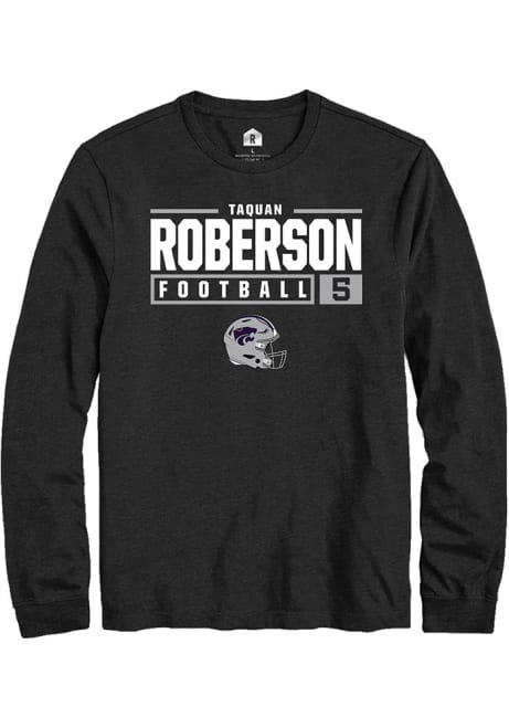 Ta'Quan Roberson Rally Mens Black K-State Wildcats NIL Stacked Box Tee