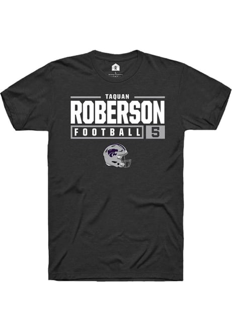 Ta'Quan Roberson Black K-State Wildcats NIL Stacked Box Short Sleeve T Shirt