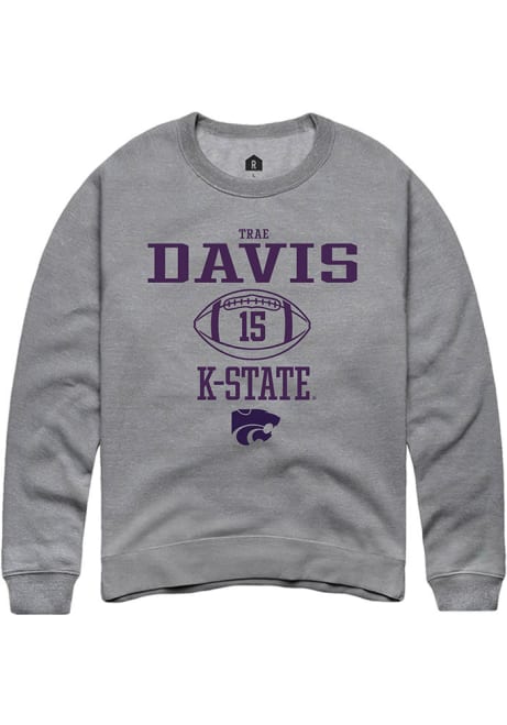 Trae Davis Rally Mens Graphite K-State Wildcats NIL Sport Icon Crew Sweatshirt