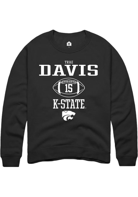 Trae Davis Rally Mens Black K-State Wildcats NIL Sport Icon Crew Sweatshirt