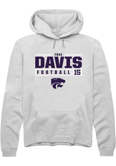 Trae Davis Rally Mens White K-State Wildcats NIL Stacked Box Hooded Sweatshirt