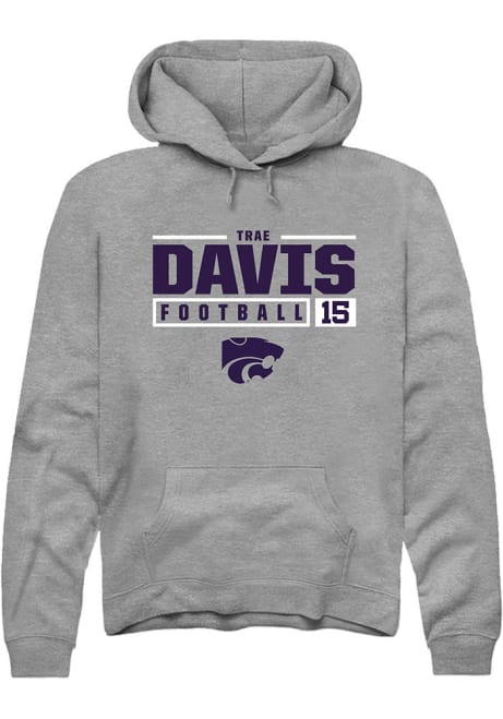 Trae Davis Rally Mens Graphite K-State Wildcats NIL Stacked Box Hooded Sweatshirt