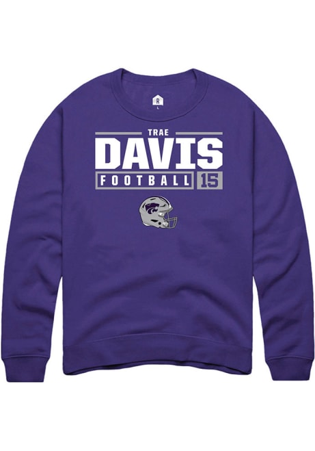 Trae Davis Rally Mens Purple K-State Wildcats NIL Stacked Box Crew Sweatshirt