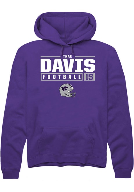 Trae Davis Rally Mens Purple K-State Wildcats NIL Stacked Box Hooded Sweatshirt