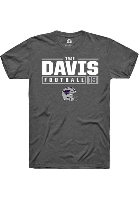 Trae Davis Dark Grey K-State Wildcats NIL Stacked Box Short Sleeve T Shirt