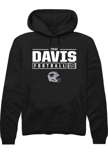 Trae Davis Rally Mens Black K-State Wildcats NIL Stacked Box Hooded Sweatshirt