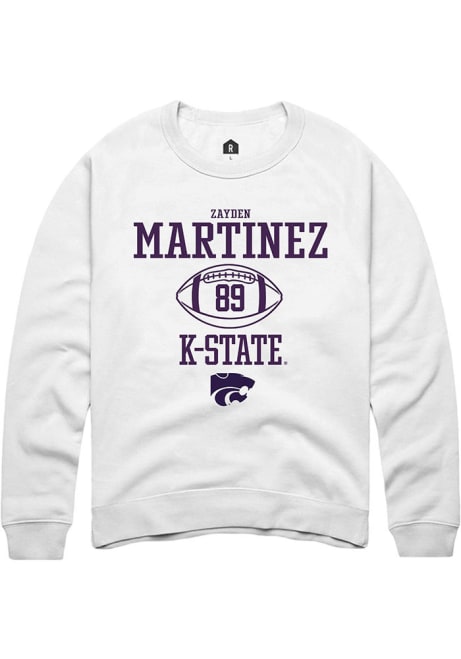 Zayden Martinez Rally Mens White K-State Wildcats NIL Sport Icon Crew Sweatshirt