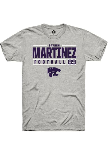 Zayden Martinez Ash K-State Wildcats NIL Stacked Box Short Sleeve T Shirt