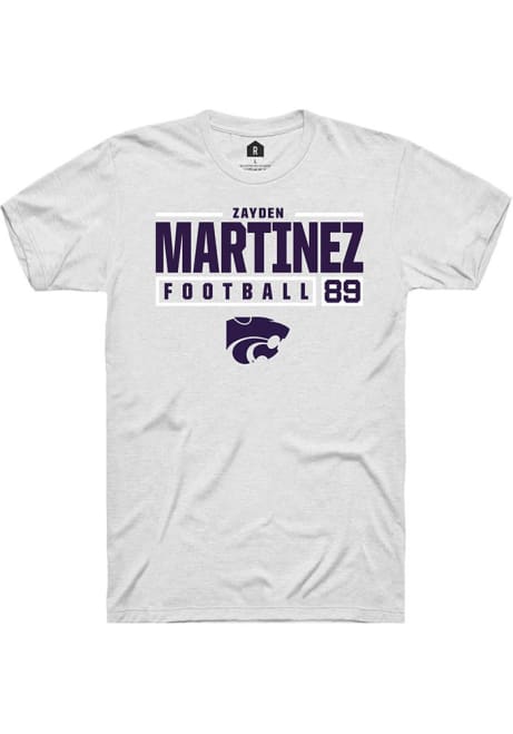 Zayden Martinez White K-State Wildcats NIL Stacked Box Short Sleeve T Shirt