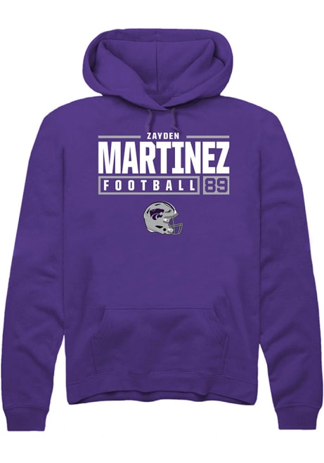 Zayden Martinez Rally Mens Purple K-State Wildcats NIL Stacked Box Hooded Sweatshirt