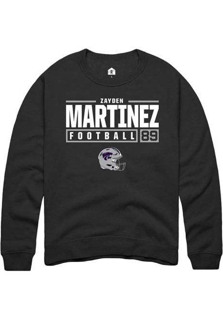 Zayden Martinez Rally Mens Black K-State Wildcats NIL Stacked Box Crew Sweatshirt