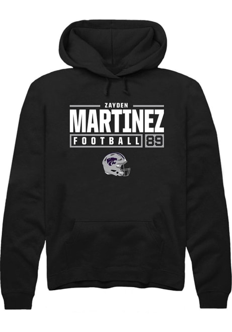 Zayden Martinez Rally Mens Black K-State Wildcats NIL Stacked Box Hooded Sweatshirt