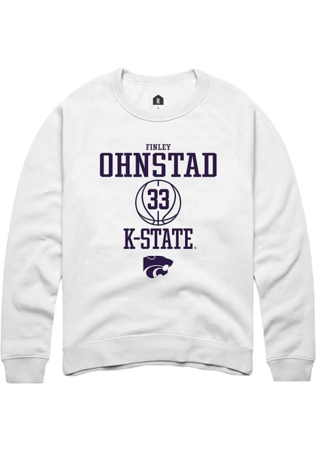 Finley Ohnstad Rally Mens White K-State Wildcats NIL Sport Icon Crew Sweatshirt