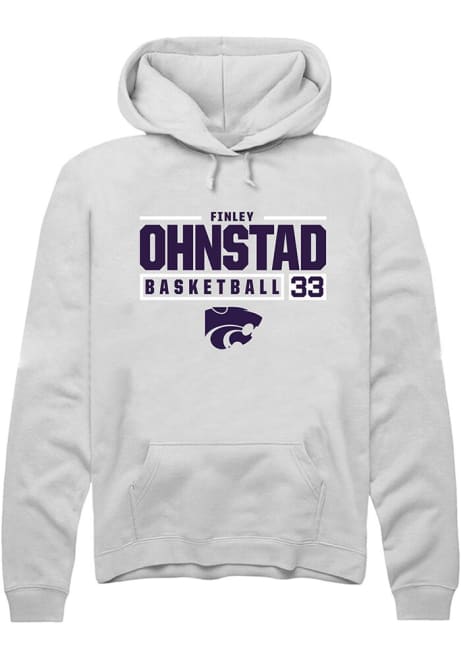 Finley Ohnstad Rally Mens White K-State Wildcats NIL Stacked Box Hooded Sweatshirt