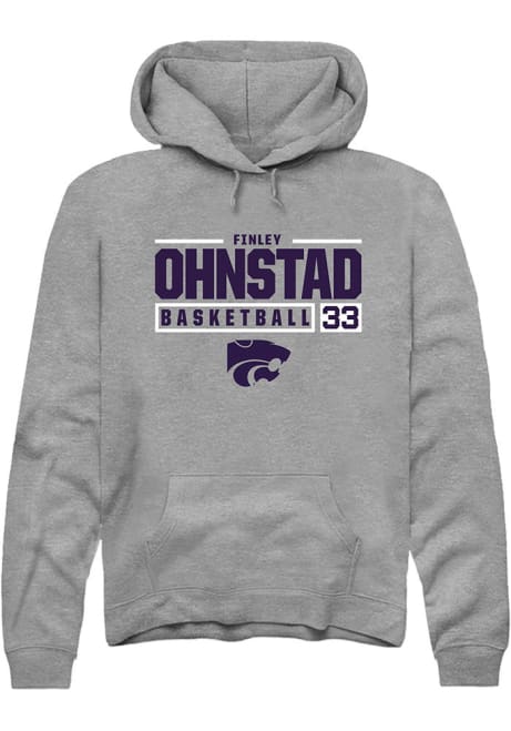 Finley Ohnstad Rally Mens Graphite K-State Wildcats NIL Stacked Box Hooded Sweatshirt