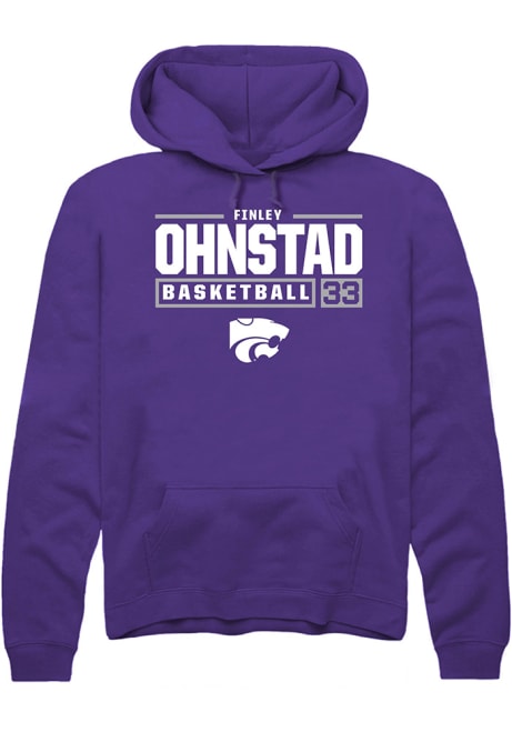 Finley Ohnstad Rally Mens Purple K-State Wildcats NIL Stacked Box Hooded Sweatshirt