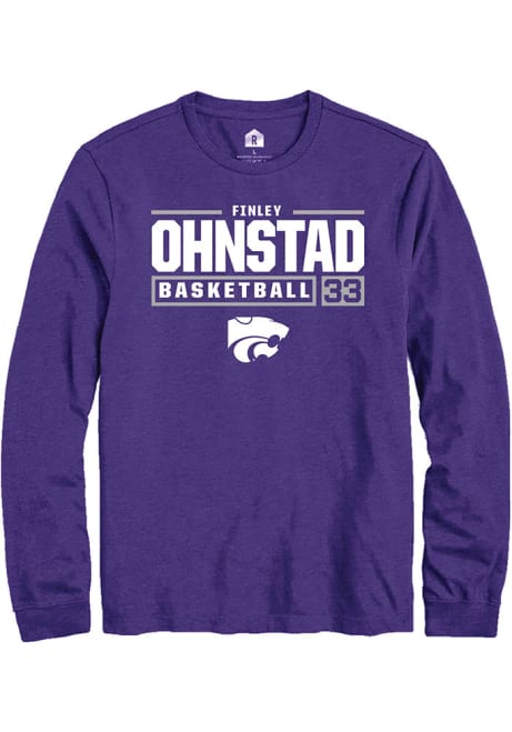 Finley Ohnstad Rally Mens Purple K-State Wildcats NIL Stacked Box Tee