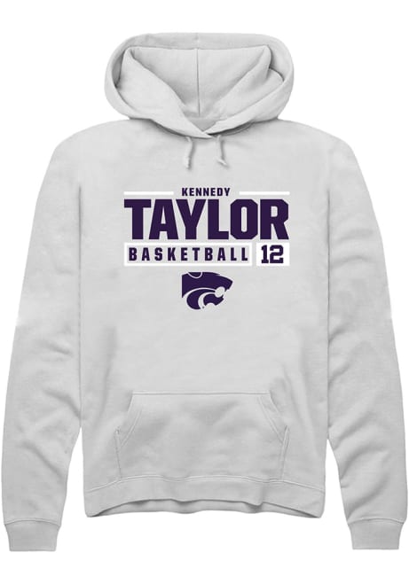 Kennedy Taylor Rally Mens White K-State Wildcats NIL Stacked Box Hooded Sweatshirt